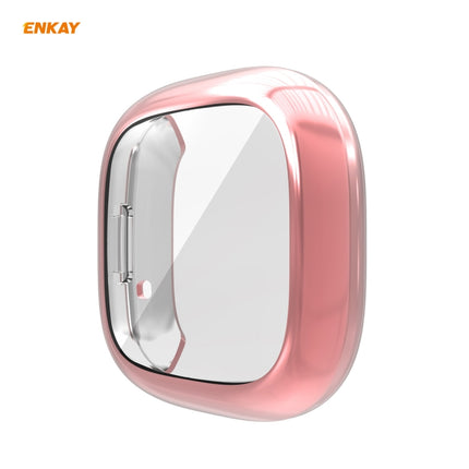 For Fitbit Versa 3 / Fitbit Sense ENKAY Hat-Prince ENK-AC8208 Full Coverage Electroplate TPU Soft Case(Pink)-garmade.com