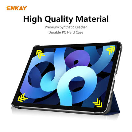 For iPad Air 2022 / 2020 10.9 / iPad Pro 11 2018 ENKAY ENK-8013 PU Leather + Plastic Smart Case with Three-folding Holder(Dark Blue)-garmade.com
