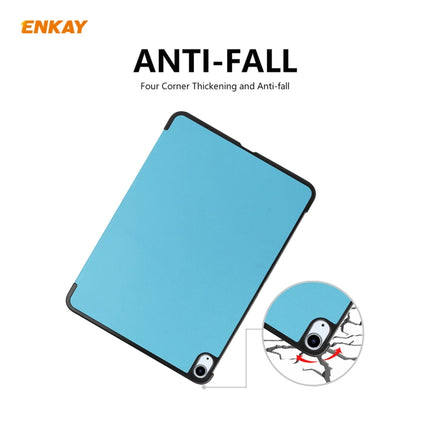 For iPad Air 2022 / 2020 10.9 / iPad Pro 11 2018 ENKAY ENK-8013 PU Leather + Plastic Smart Case with Three-folding Holder(Light Blue)-garmade.com