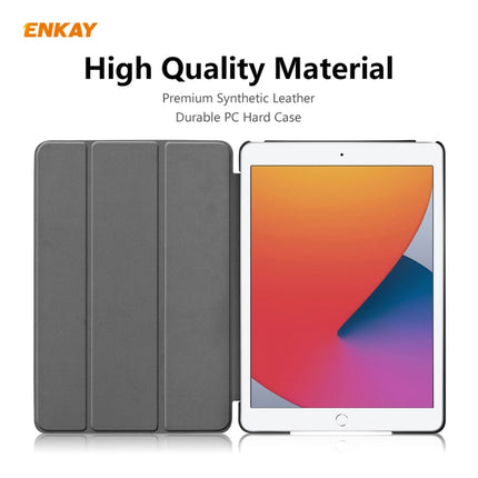 For iPad 10.2 2021 / 2020 / 2019 ENKAY ENK-8014 PU Leather + Plastic Smart Case with Three-folding Holder(Dark Blue)-garmade.com