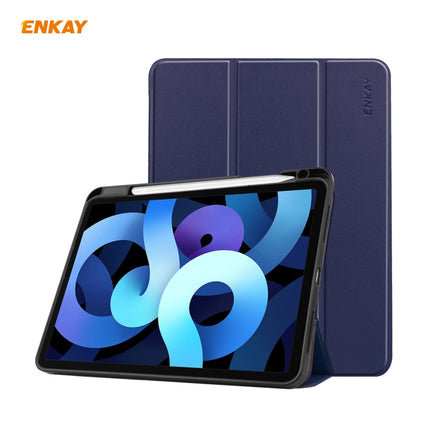 For iPad Air 2022 / 2020 10.9 / iPad Pro 11 2018 ENKAY ENK-8015 PU Leather + TPU Smart Case with Pen Slot(Dark Blue)-garmade.com