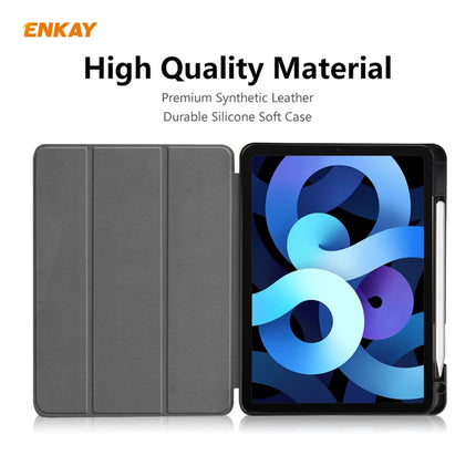For iPad Air 2022 / 2020 10.9 / iPad Pro 11 2018 ENKAY ENK-8015 PU Leather + TPU Smart Case with Pen Slot(Blackish Green)-garmade.com