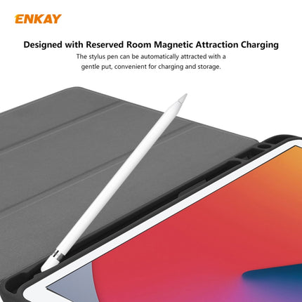 For iPad 10.2 2021 / 2020 / 2019 ENKAY ENK-8016 PU Leather + TPU Smart Case with Pen Slot(Blackish Green)-garmade.com