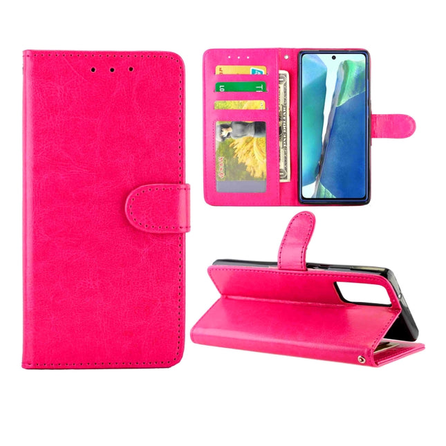 For Samsung Galaxy Note20 Crazy Horse Texture Leather Horizontal Flip Protective Case with Holder & Card Slots & Wallet & Photo Frame(Magenta)-garmade.com