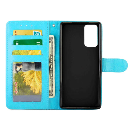 For Samsung Galaxy Note20 Crazy Horse Texture Leather Horizontal Flip Protective Case with Holder & Card Slots & Wallet & Photo Frame(Baby Blue)-garmade.com