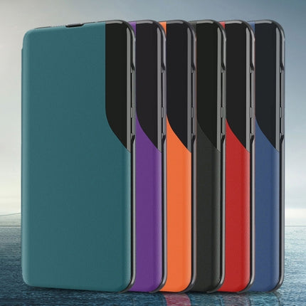 For Galaxy A51/M40S/A31/A51 5G Side Display Magnetic Shockproof Horizontal Flip Leather Case with Holder(Orange)-garmade.com