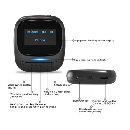 B36 CSR OLED Bluetooth 5.0 Receiver-transmitter Two-in-one Audio Receiver Transmitter-garmade.com