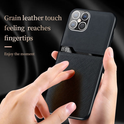 For iPhone 12 mini Skin-Friendly Frosted Leather + TPU All-Inclusive Phone Case with Metal Iron Sheet(Black)-garmade.com