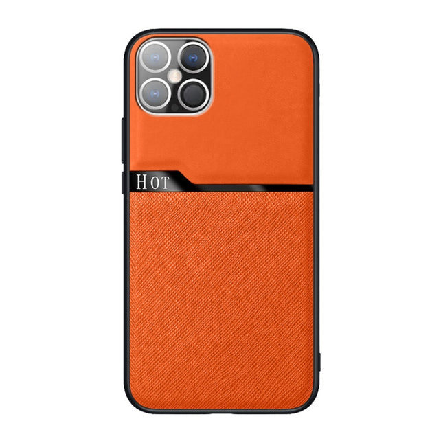 For iPhone 12 mini Skin-Friendly Frosted Leather + TPU All-Inclusive Phone Case with Metal Iron Sheet(Orange)-garmade.com