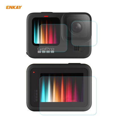 For GoPro HERO9 ENKAY Hat-Prince 3 in 1 0.2mm 9H 2.15D Protective Camera Lens and Screen Tempered Glass Film-garmade.com