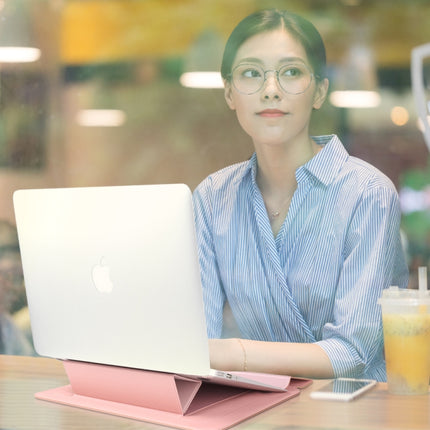 4 in 1 Uuniversal Laptop Holder PU Waterproof Protection Wrist Laptop Bag, Size:11/12inch(Rose gold)-garmade.com