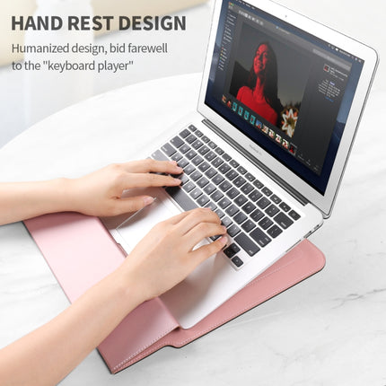 4 in 1 Uuniversal Laptop Holder PU Waterproof Protection Wrist Laptop Bag, Size:13/14inch(Rose gold)-garmade.com