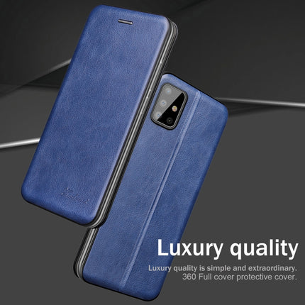 For Samsung Galaxy Note20 Integrated Voltage Retro Texture Magnetic TPU+PU Leather Case with Card Slot & Holder(Blue)-garmade.com