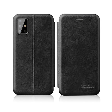 For Samsung Galaxy A41 Integrated Voltage Retro Texture Magnetic TPU+PU Leather Case with Card Slot & Holder(Black)-garmade.com