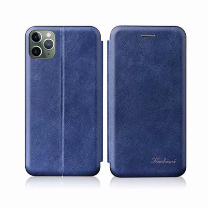 For iPhone 12 Pro Max Integrated Voltage Retro Texture Magnetic TPU+PU Leather Case with Card Slot & Holder(Blue)-garmade.com