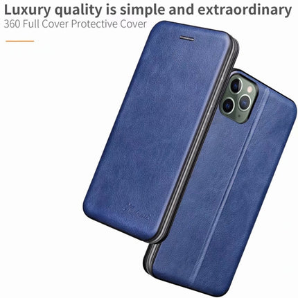 For iPhone 12 Pro Integrated Voltage Retro Texture Magnetic TPU+PU Leather Case with Card Slot & Holder(Blue)-garmade.com