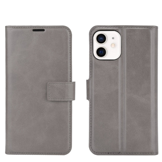 Retro Calf Pattern Buckle Horizontal Flip Leather Case with Holder & Card Slot & Wallet For iPhone 12 Mini(Grey)-garmade.com