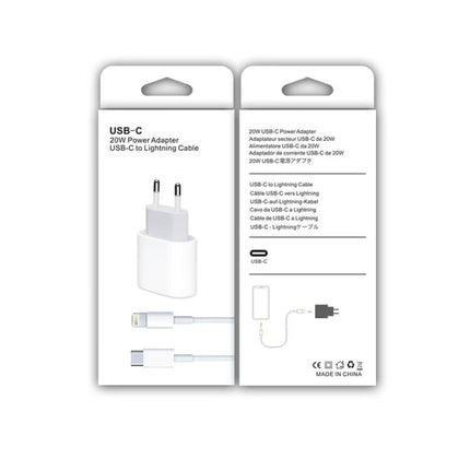 2 in 1 PD 20W Single USB-C / Type-C Port Travel Charger + 3A PD3.0 USB-C / Type-C to 8 Pin Fast Charge Data Cable Set, Cable Length: 1m, EU Plug-garmade.com