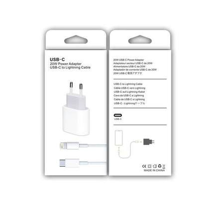 2 in 1 PD 20W Single USB-C / Type-C Port Travel Charger + 3A PD3.0 USB-C / Type-C to 8 Pin Fast Charge Data Cable Set, Cable Length: 2m, EU Plug-garmade.com