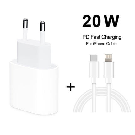 2 in 1 PD 20W Single USB-C / Type-C Port Travel Charger + 3A PD3.0 USB-C / Type-C to 8 Pin Fast Charge Data Cable Set, Cable Length: 2m, EU Plug-garmade.com