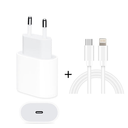 2 in 1 PD 20W Single USB-C / Type-C Port Travel Charger + 3A PD3.0 USB-C / Type-C to 8 Pin Fast Charge Data Cable Set, Cable Length: 2m, EU Plug-garmade.com