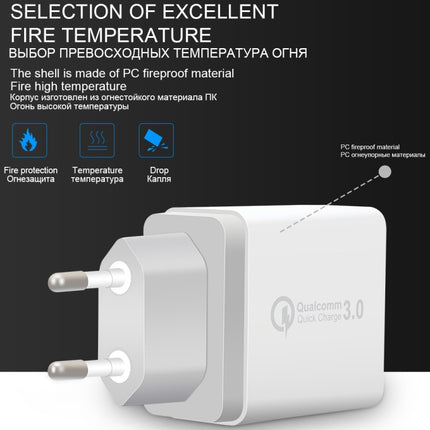 SDC-30W 2 in 1 USB to Micro USB Data Cable + 30W QC 3.0 USB + 2.4A Dual USB 2.0 Ports Mobile Phone Tablet PC Universal Quick Charger Travel Charger Set, EU Plug-garmade.com