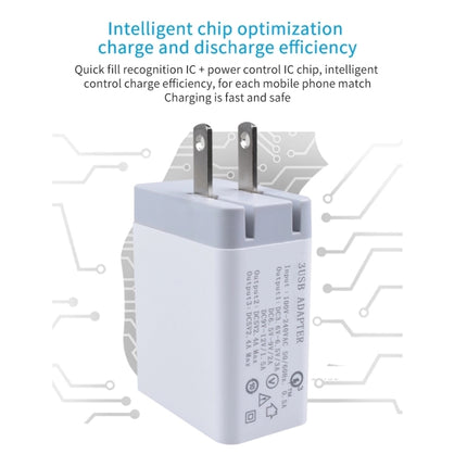 SDC-30W 2 in 1 USB to USB-C / Type-C Data Cable + 30W QC 3.0 USB + 2.4A Dual USB 2.0 Ports Mobile Phone Tablet PC Universal Quick Charger Travel Charger Set, US Plug-garmade.com