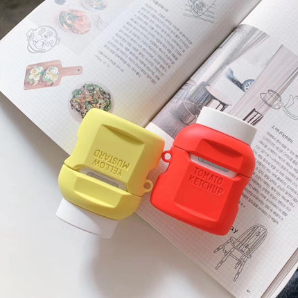 For Apple AirPods 1/2 Generation Universal Wireless Ketchup Bluetooth Headphone Protective Case(Yellow)-garmade.com