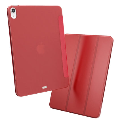 For iPad Air 2022 / 2020 10.9 Three-folding Surface PU Leather TPU Matte Soft Bottom Case with Holder & Sleep / Wake-up Function(Red)-garmade.com