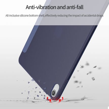 For iPad Air 2022 / 2020 10.9 Three-folding Surface PU Leather TPU Matte Soft Bottom Case with Holder & Sleep / Wake-up Function(Sky blue)-garmade.com