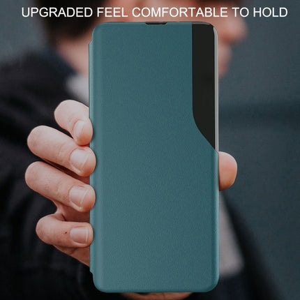 Side Display Magnetic Shockproof Horizontal Flip Leather Case with Holder For iPhone 12 / 12 Pro(Blue)-garmade.com