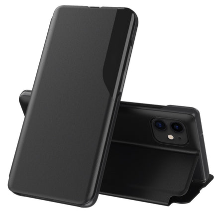 Side Display Magnetic Shockproof Horizontal Flip Leather Case with Holder For iPhone 12 mini(Black)-garmade.com
