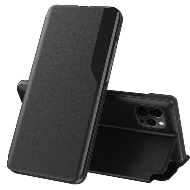 Side Display Magnetic Shockproof Horizontal Flip Leather Case with Holder For iPhone 11 Pro(Black)-garmade.com
