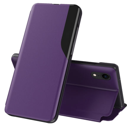 Side Display Magnetic Shockproof Horizontal Flip Leather Case with Holder For iPhone XR(Purple)-garmade.com
