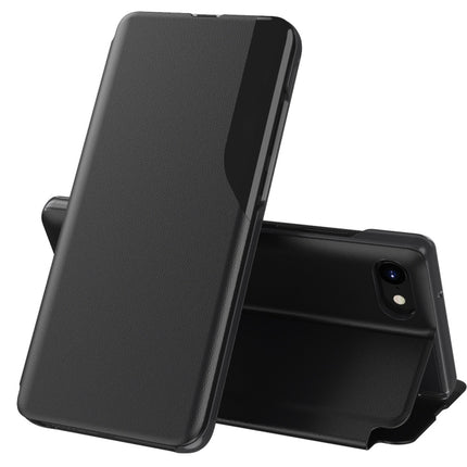Side Display Magnetic Shockproof Horizontal Flip Leather Case with Holder For iPhone 6 & 6s / 7 / 8 / SE 2020(Black)-garmade.com