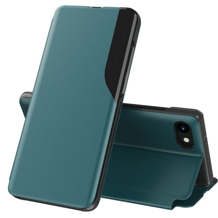 Side Display Magnetic Shockproof Horizontal Flip Leather Case with Holder For iPhone 6 & 6s / 7 / 8 / SE 2020(Green)-garmade.com