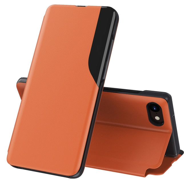Side Display Magnetic Shockproof Horizontal Flip Leather Case with Holder For iPhone 6 & 6s / 7 / 8 / SE 2020(Orange)-garmade.com