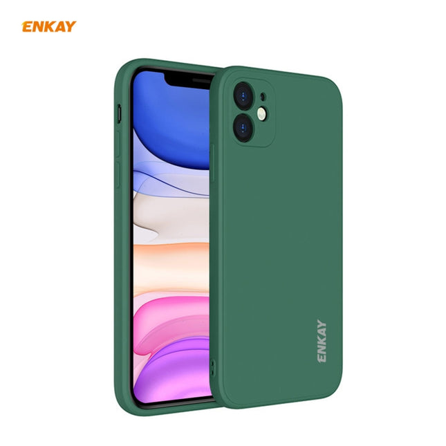 For iPhone 11 Pro Hat-Prince ENKAY ENK-PC064 Liquid Silicone Straight Edge Shockproof Protective Case(Dark Green)-garmade.com