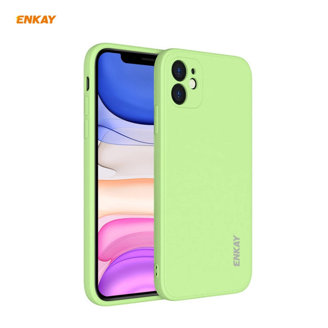 For iPhone 11 Pro Hat-Prince ENKAY ENK-PC064 Liquid Silicone Straight Edge Shockproof Protective Case(Light Green)-garmade.com