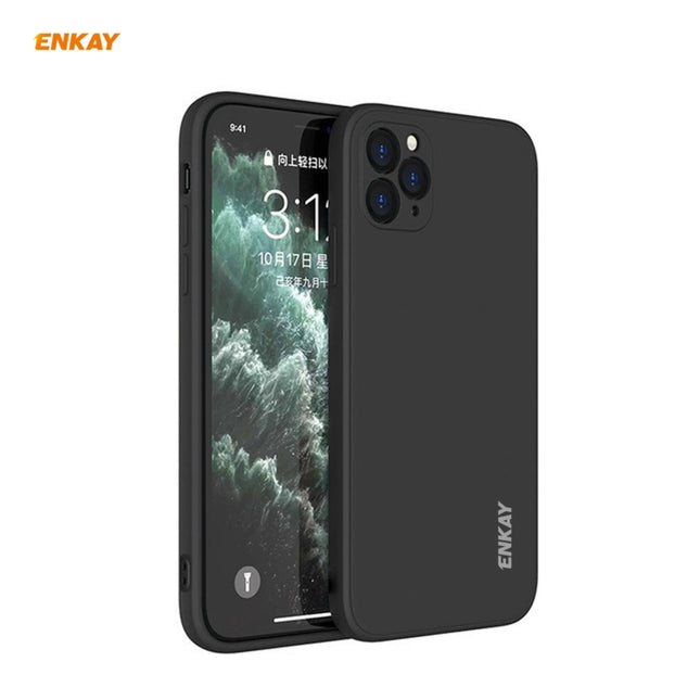 For iPhone 11 Pro Hat-Prince ENKAY ENK-PC065 Liquid Silicone Straight Edge Shockproof Protective Case(Black)-garmade.com