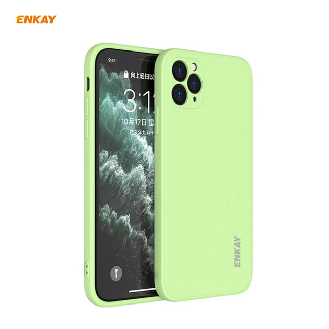 For iPhone 11 Pro Max Hat-Prince ENKAY ENK-PC066 Liquid Silicone Straight Edge Shockproof Protective Case(Light Green)-garmade.com
