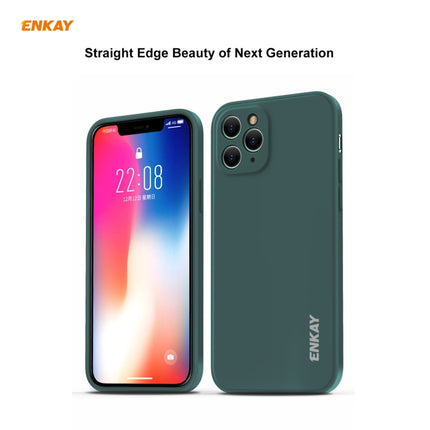 For iPhone 11 Pro Max Hat-Prince ENKAY ENK-PC066 Liquid Silicone Straight Edge Shockproof Protective Case(Light Green)-garmade.com