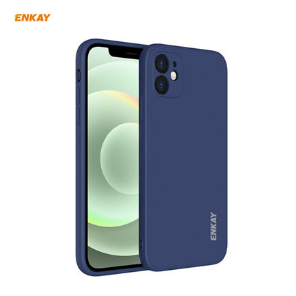 For iPhone 12 Hat-Prince ENKAY ENK-PC068 Liquid Silicone Straight Edge Shockproof Protective Case(Navy Blue)-garmade.com