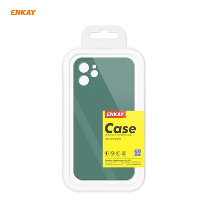 For iPhone 12 Hat-Prince ENKAY ENK-PC068 Liquid Silicone Straight Edge Shockproof Protective Case(Light Green)-garmade.com