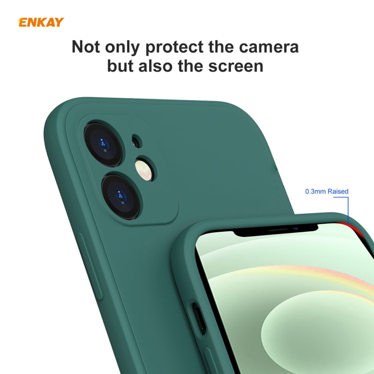 For iPhone 12 Hat-Prince ENKAY ENK-PC068 Liquid Silicone Straight Edge Shockproof Protective Case(Beige)-garmade.com