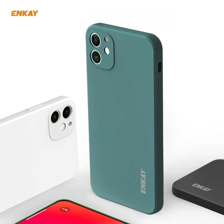 For iPhone 12 Hat-Prince ENKAY ENK-PC068 Liquid Silicone Straight Edge Shockproof Protective Case(Black)-garmade.com