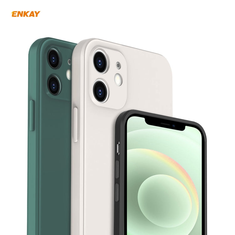 For iPhone 12 Hat-Prince ENKAY ENK-PC068 Liquid Silicone Straight Edge Shockproof Protective Case(Black)-garmade.com