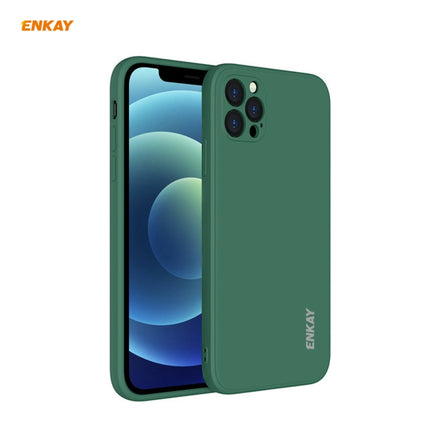 For iPhone 12 Pro Hat-Prince ENKAY ENK-PC069 Liquid Silicone Straight Edge Shockproof Protective Case(Dark Green)-garmade.com
