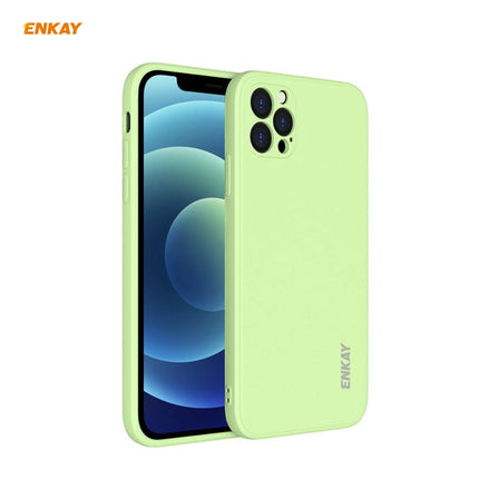 For iPhone 12 Pro Hat-Prince ENKAY ENK-PC069 Liquid Silicone Straight Edge Shockproof Protective Case(Light Green)-garmade.com