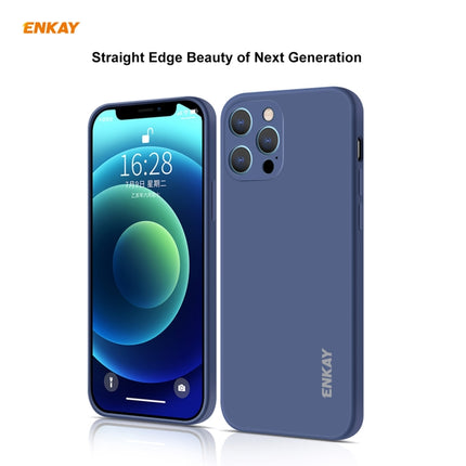 For iPhone 12 Pro Hat-Prince ENKAY ENK-PC069 Liquid Silicone Straight Edge Shockproof Protective Case(Navy Blue)-garmade.com